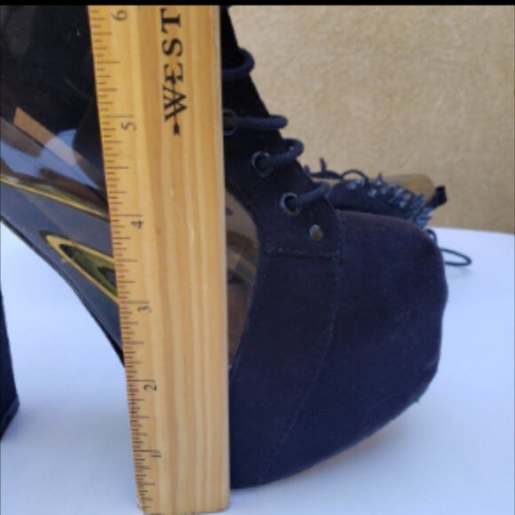 SEE ME SPIKING  Spike Platform Boots  Black Suede & See Through  ( BRAND NEW ! ) - Picture 2 of 10